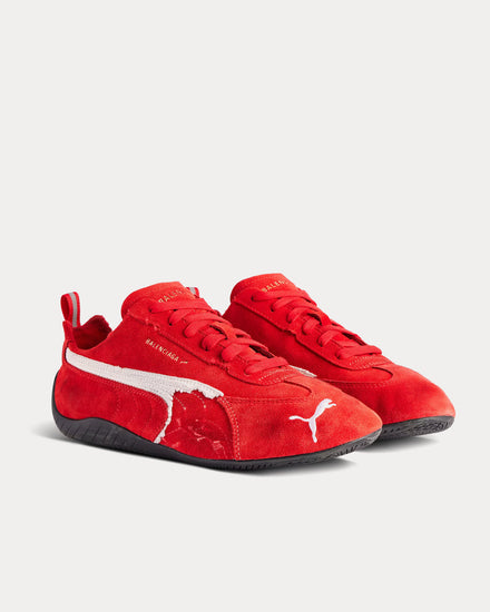 Balenciaga x Puma Speedcat Suede Red / White / Black Low Top Sneakers - 3
