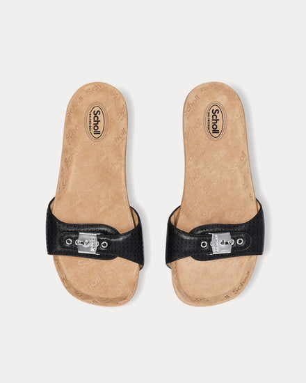 Balenciaga x Scholl Flat Perforated Lambskin Black Sandals - 2