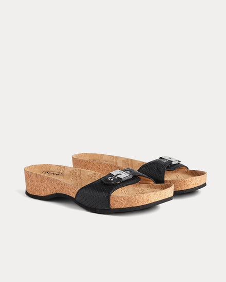 Balenciaga x Scholl Flat Perforated Lambskin Black Sandals - 3