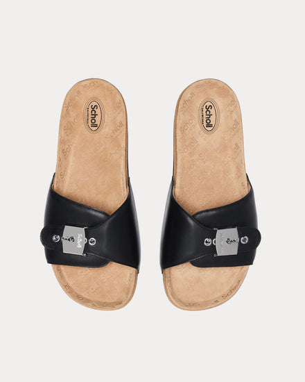 Balenciaga x Scholl Flat Calfskin Black Sandals - 2
