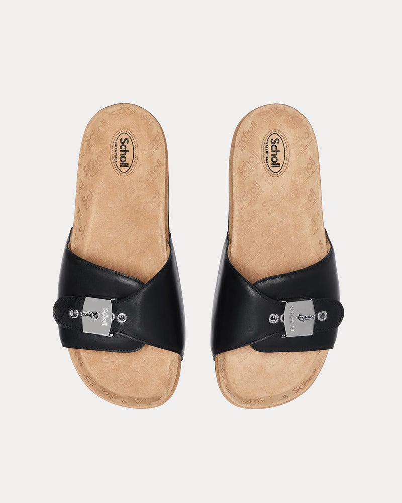 Balenciaga x Scholl Flat Calfskin Black Sandals - 2