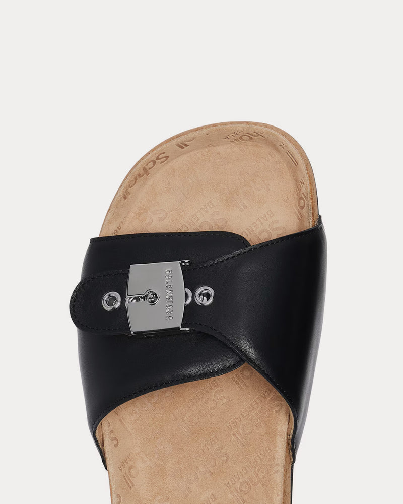 Balenciaga x Scholl Flat Calfskin Black Sandals - 5