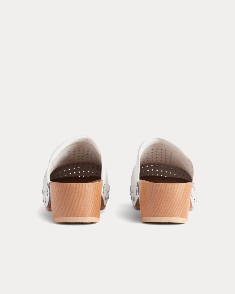 Balenciaga x Scholl Perforated Leather White Clog Mules - 4