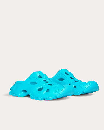 Balenciaga HD Mule Rubber Blue Slip Ons - 3