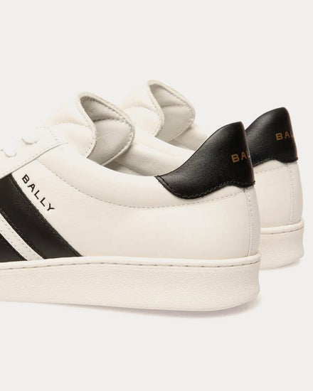 Bally Men's Tennis Leather White / Black Low Top Sneakers
