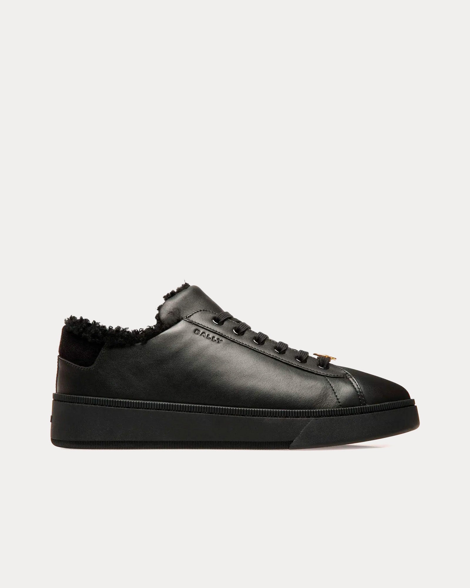Bally - Raise Leather & Shearling Black Low Top Sneakers