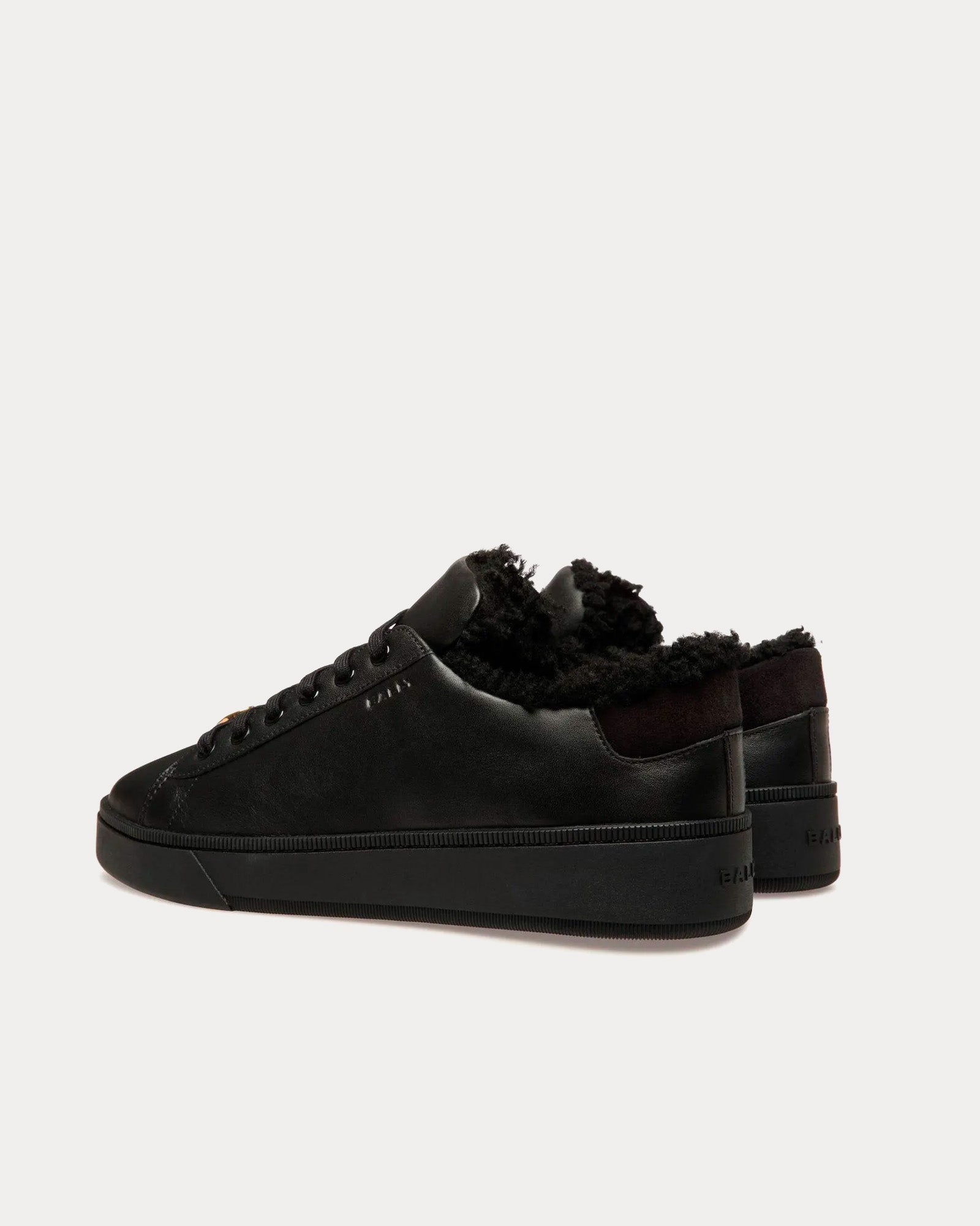 Bally - Raise Leather & Shearling Black Low Top Sneakers