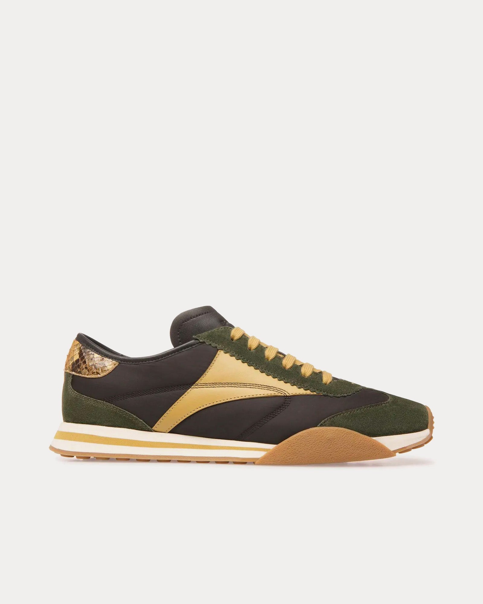 Bally - Sussex Leather & Fabric Green / Black Low Top Sneakers