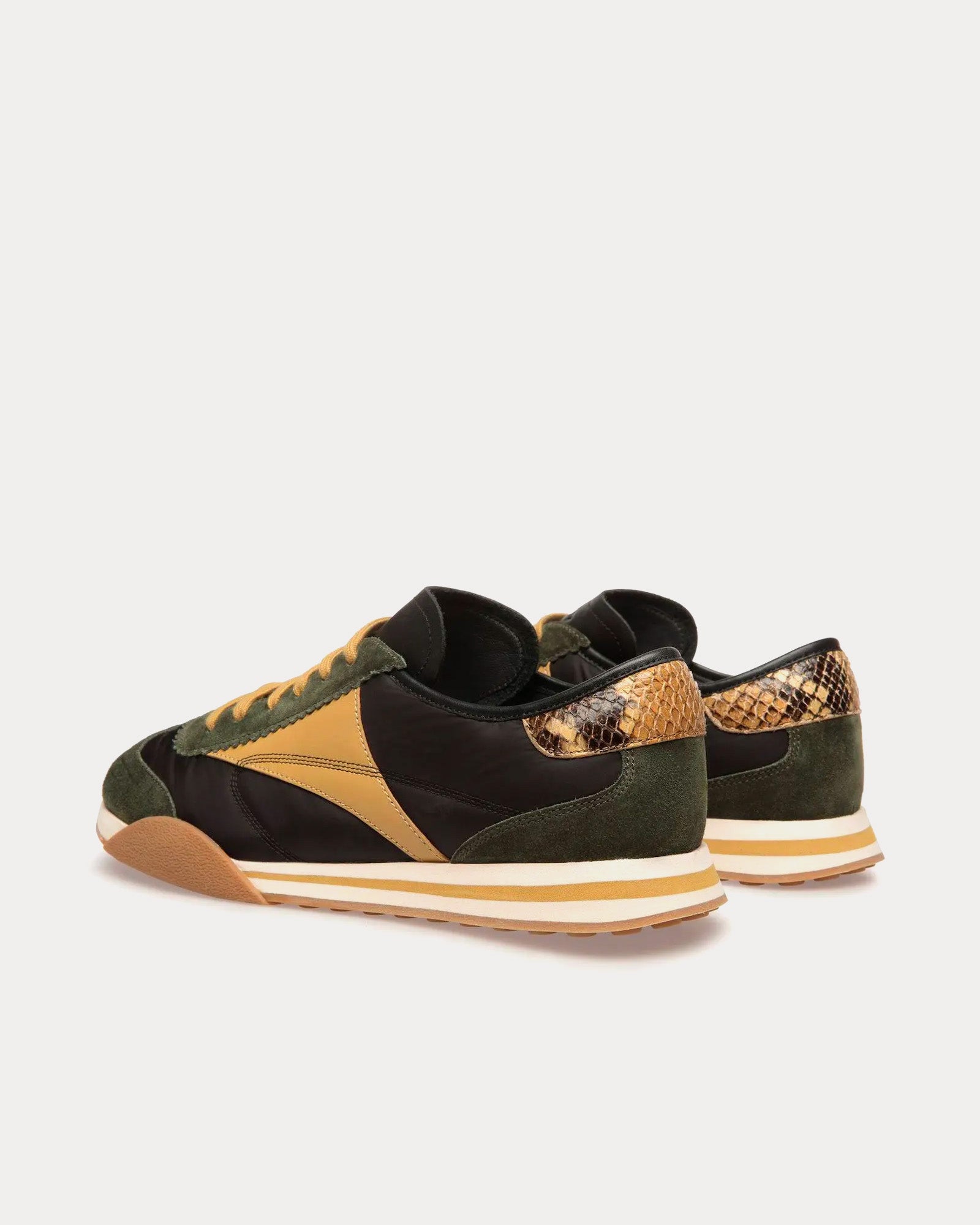 Bally - Sussex Leather & Fabric Green / Black Low Top Sneakers