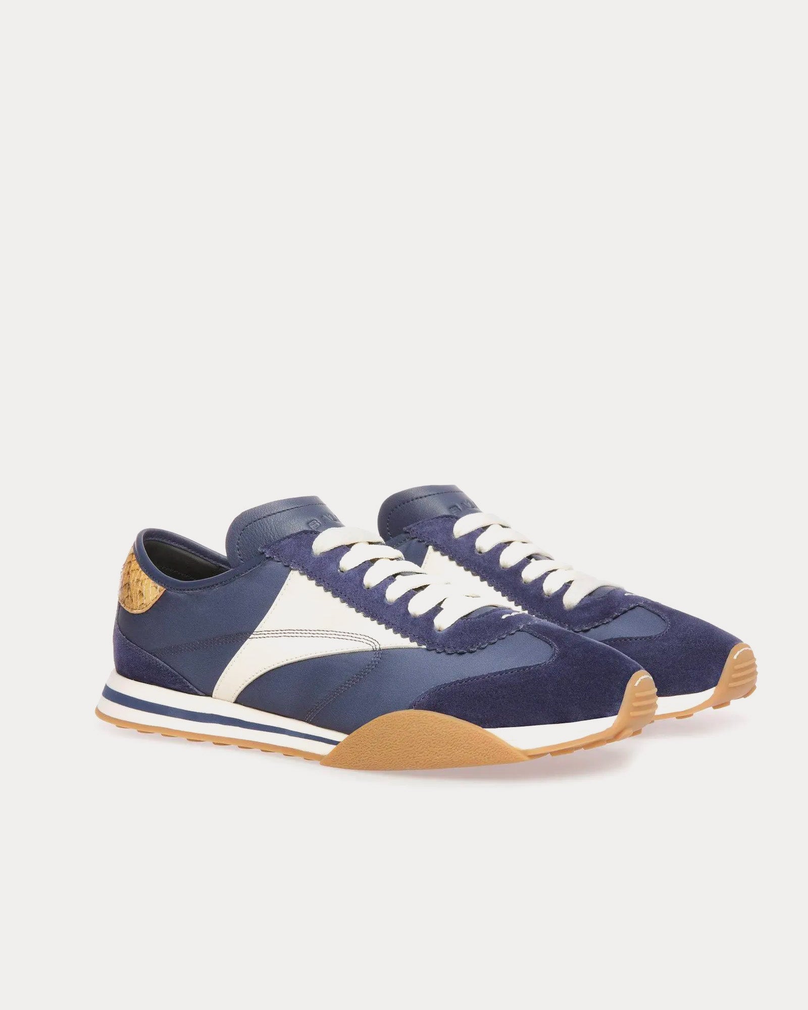 Bally - Sussex Leather & Fabric Marine / Bone Low Top Sneakers