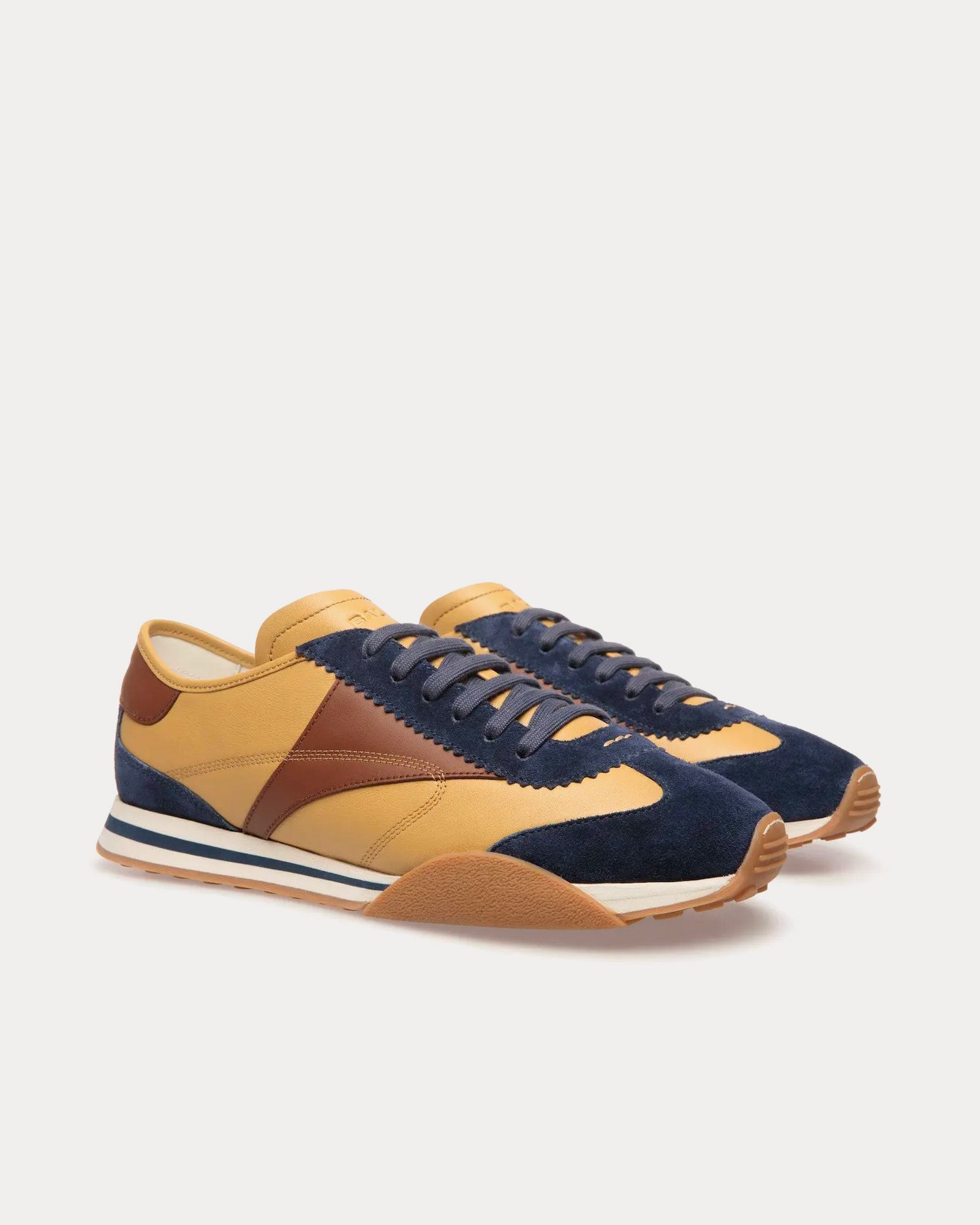 Bally - Sussex Leather & Fabric Brown / Navy Low Top Sneakers