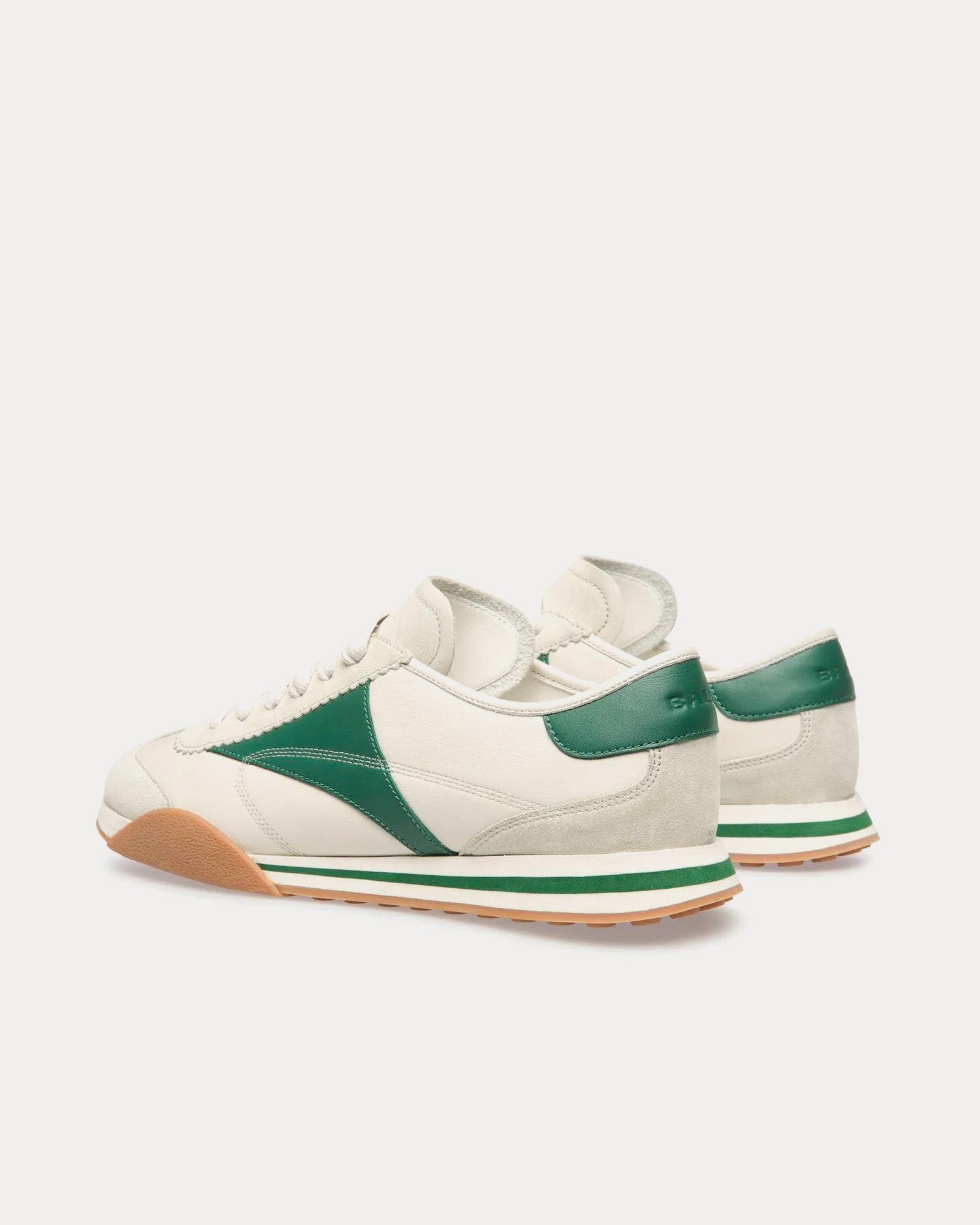 Bally - Sussex Leather & Fabric White / Green Low Top Sneakers