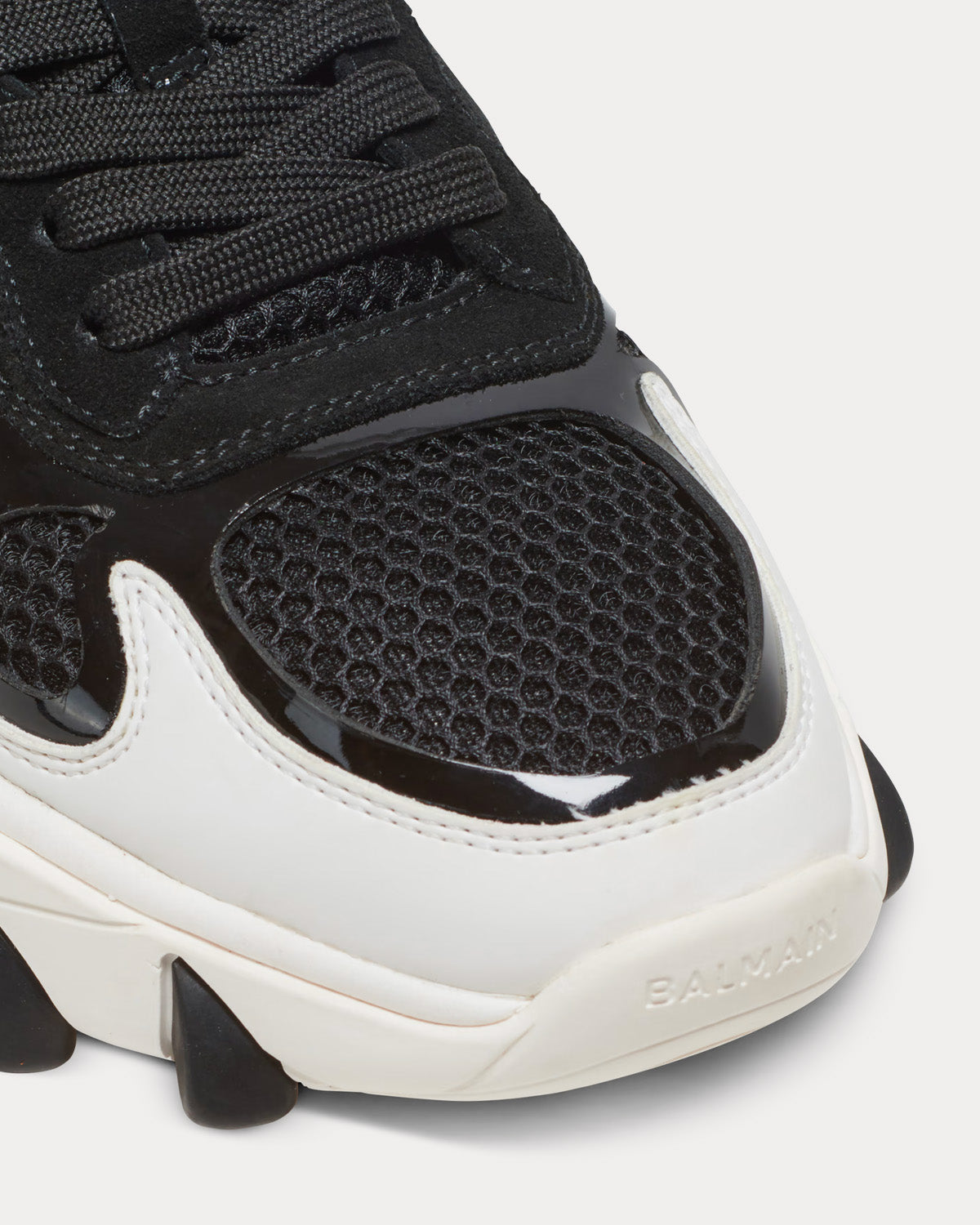 Balmain - B-East Leather, Suede & Mesh Black / White Low Top Sneakers