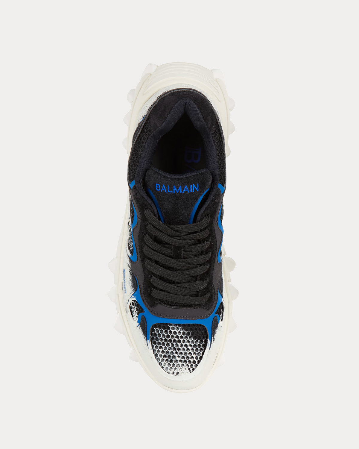 Balmain - B-East Leather, Suede & Mesh Black / Blue / White Low Top Sneakers