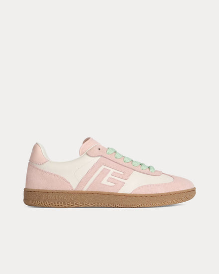 Balmain Swan Smooth Leather & Suede Pink Low Top Sneakers - 1