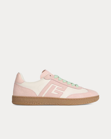 Balmain Swan Smooth Leather & Suede Pink Low Top Sneakers