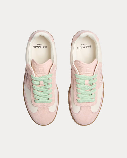 Balmain Swan Smooth Leather & Suede Pink Low Top Sneakers - 2