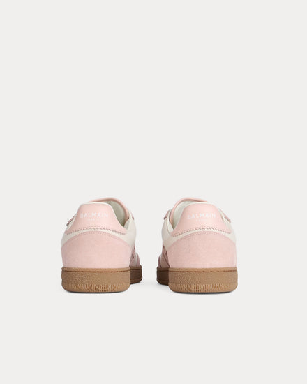 Balmain Swan Smooth Leather & Suede Pink Low Top Sneakers - 4