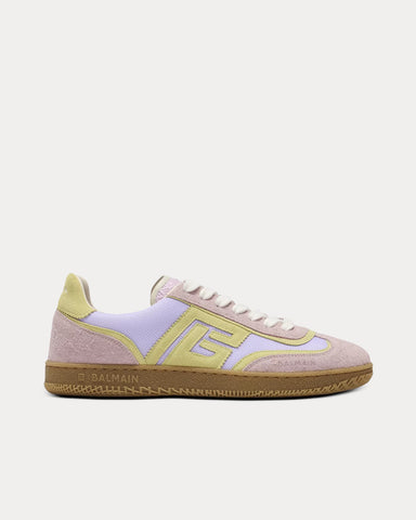 Balmain Swan Smooth Suede & Mesh Purple Low Top Sneakers