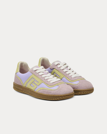 Balmain Swan Smooth Suede & Mesh Purple Low Top Sneakers - 3