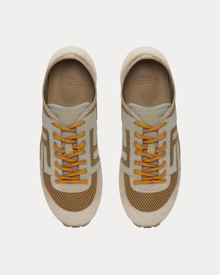 Balmain Racer 45 Mesh & Suede Beige Low Top Sneakers - 2