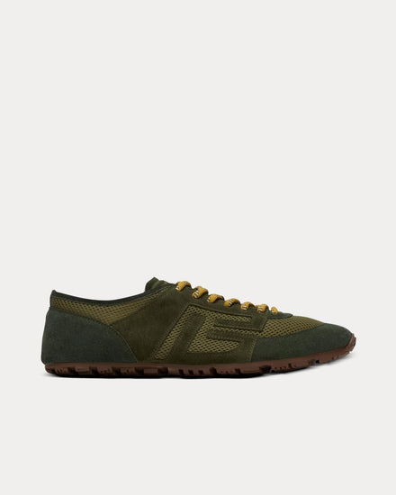 Balmain Racer 45 Mesh & Suede Khaki Low Top Sneakers - 1
