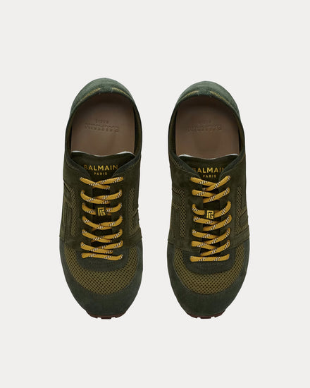 Balmain Racer 45 Mesh & Suede Khaki Low Top Sneakers - 2