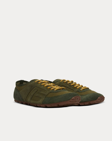 Balmain Racer 45 Mesh & Suede Khaki Low Top Sneakers - 3
