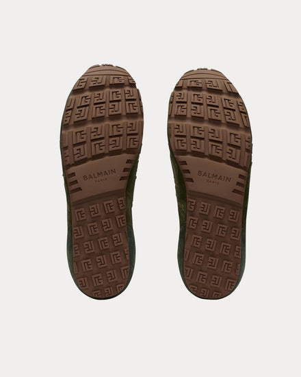 Balmain Racer 45 Mesh & Suede Khaki Low Top Sneakers - 4