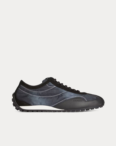Balmain Racing Nylon & Leather Black Low Top Sneakers