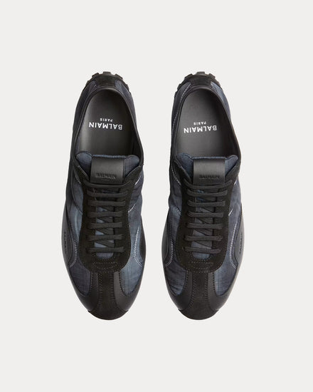 Balmain Racing Nylon & Leather Black Low Top Sneakers - 2