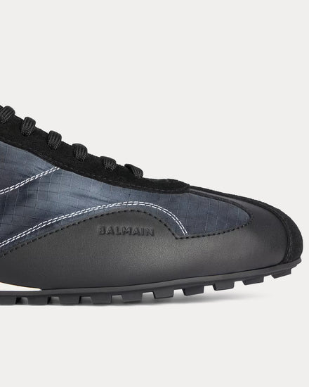 Balmain Racing Nylon & Leather Black Low Top Sneakers - 5