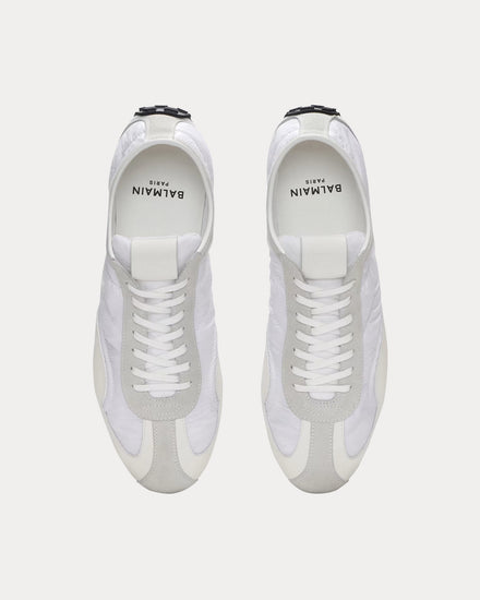 Balmain Racing Nylon & Leather White Low Top Sneakers - 2
