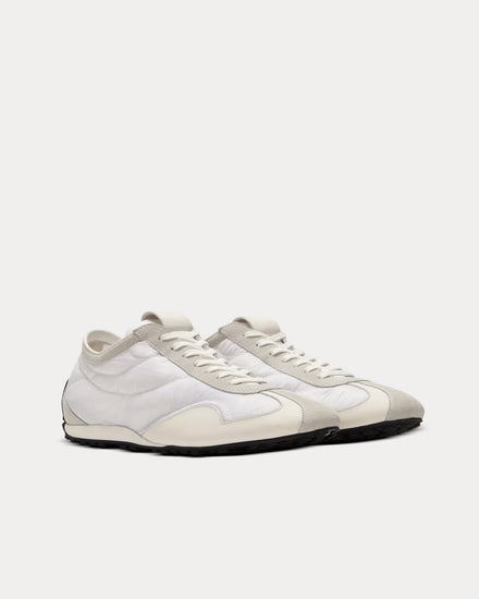 Balmain Racing Nylon & Leather White Low Top Sneakers - 3