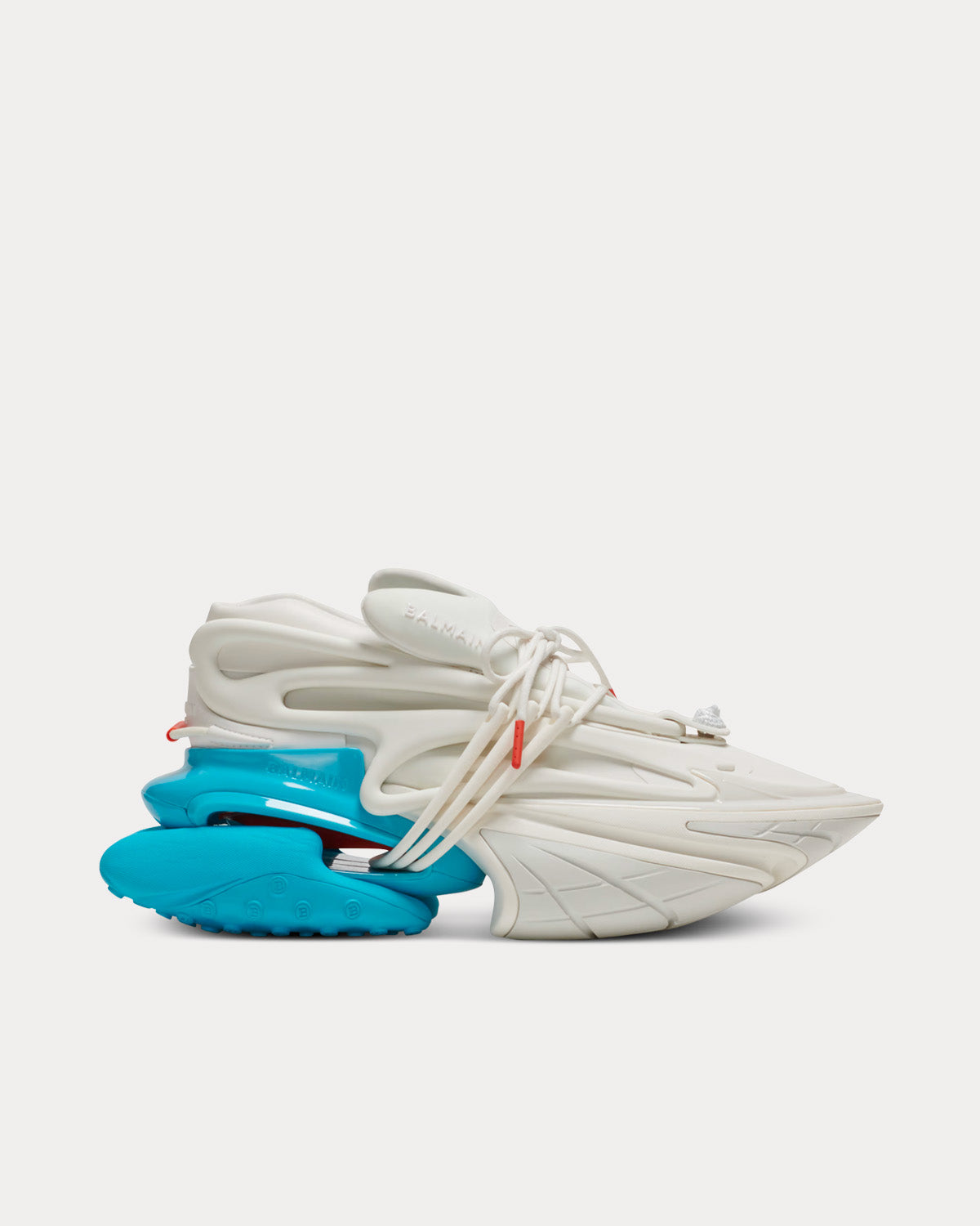 Balmain - Unicorn Neoprene & Leather Blue / White Low Top Sneakers