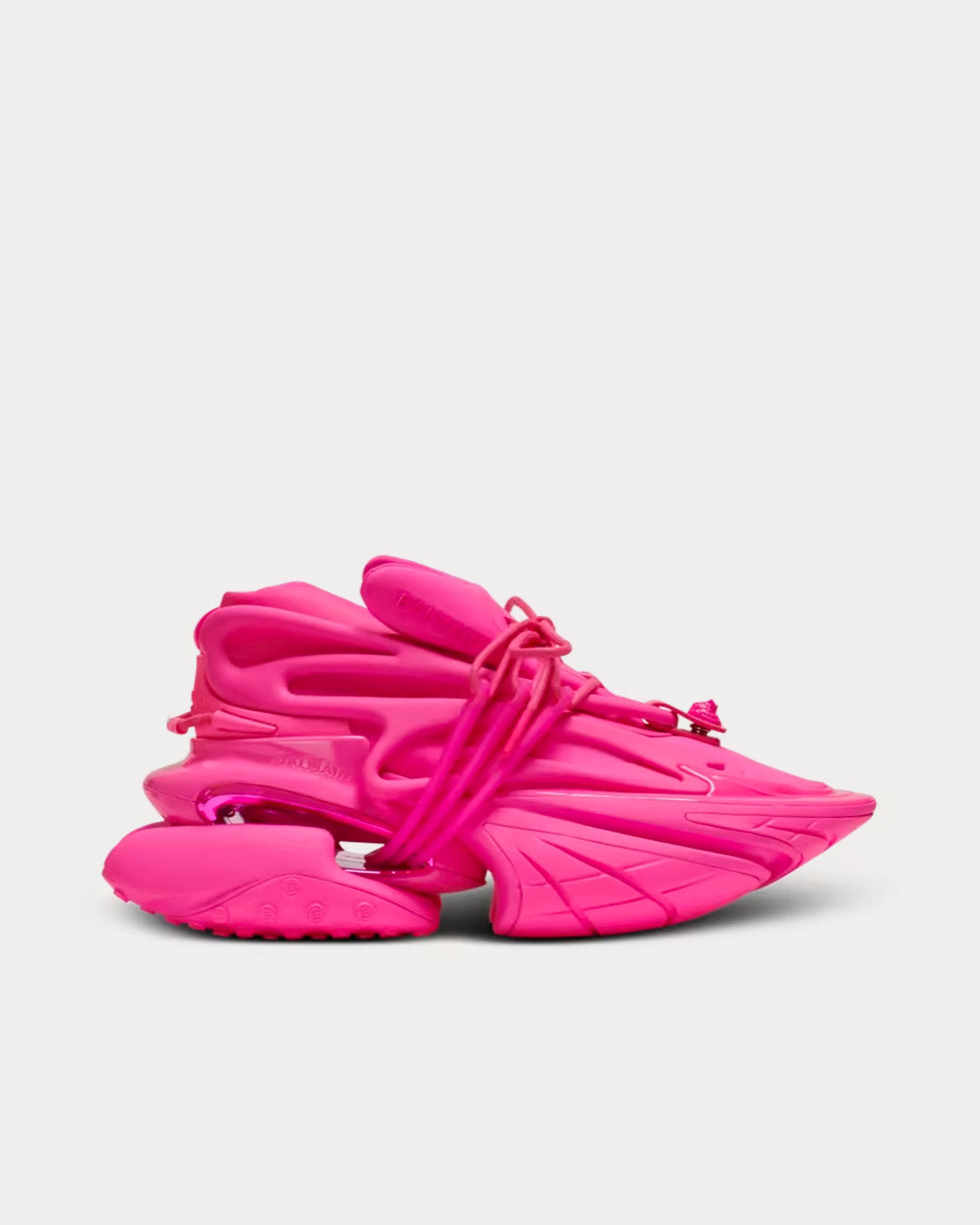 Balmain Women's Unicorn Neoprene & Leather Fluo Pink Low Top