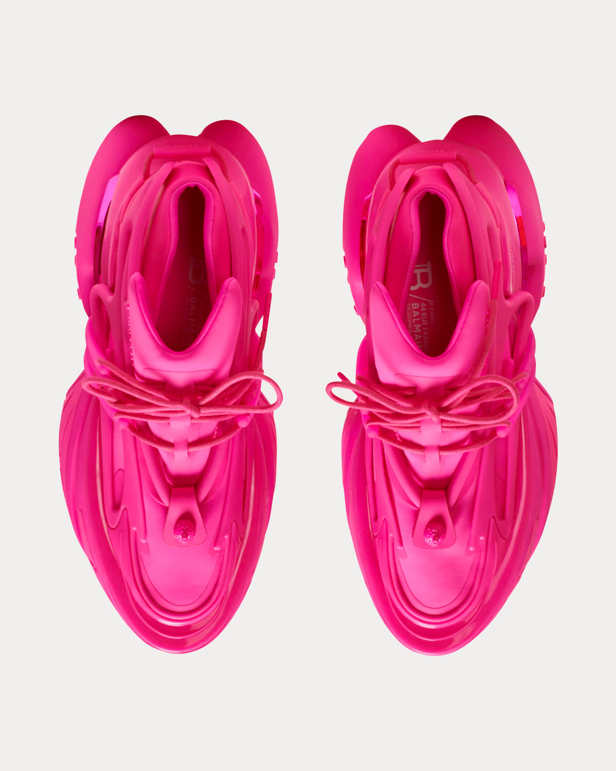 Balmain - Unicorn Neoprene & Leather Fluo Pink Low Top Sneakers