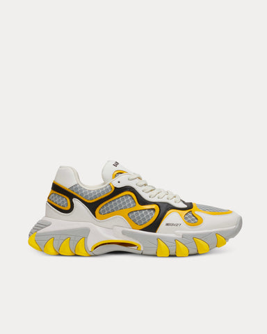 Balmain B-East Leather, Suede & Mesh Grey, Yellow, Black Low Top Sneakers