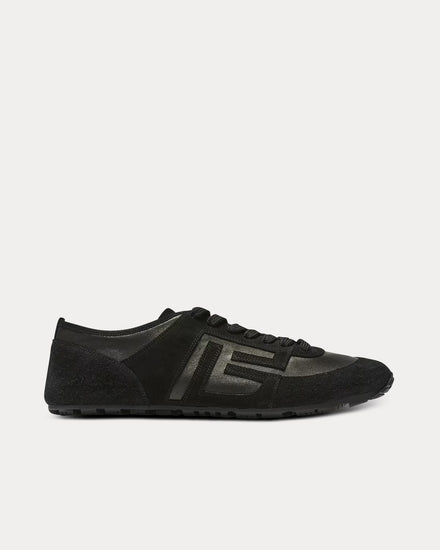 Balmain Racer 45 Lambskin & Suede Black Low Top Sneakers - 1