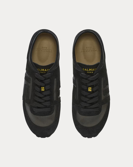Balmain Racer 45 Lambskin & Suede Black Low Top Sneakers - 2