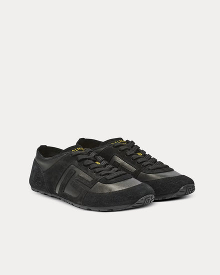 Balmain Racer 45 Lambskin & Suede Black Low Top Sneakers - 3