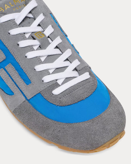 Balmain Racer 45 Suede & Nylon Blue Low Top Sneakers - 5