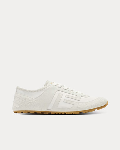 Balmain Racer 45 Lambskin & Suede White Low Top Sneakers