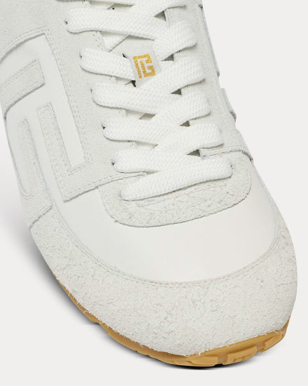 Balmain Racer 45 Lambskin & Suede White Low Top Sneakers - 5