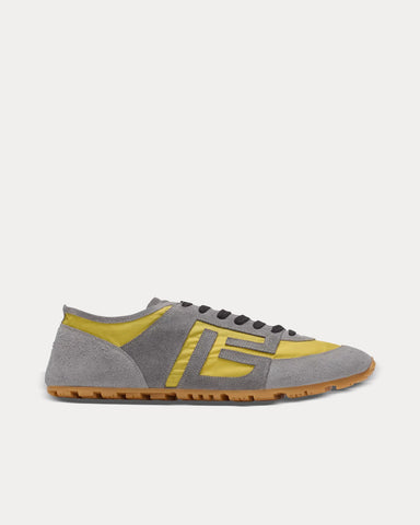 Balmain Racer 45 Suede & Nylon Yellow Low Top Sneakers