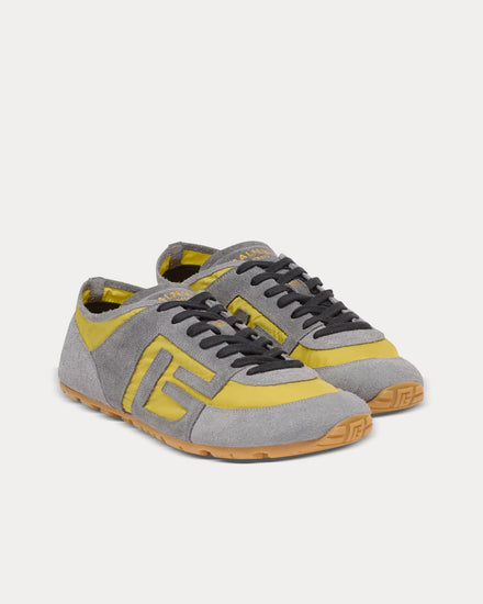 Balmain Racer 45 Suede & Nylon Yellow Low Top Sneakers - 3