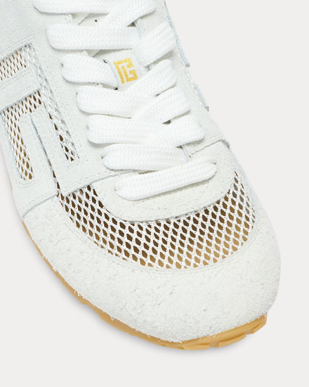 Balmain Racer 45 Suede & Nylon White Low Top Sneakers - 5