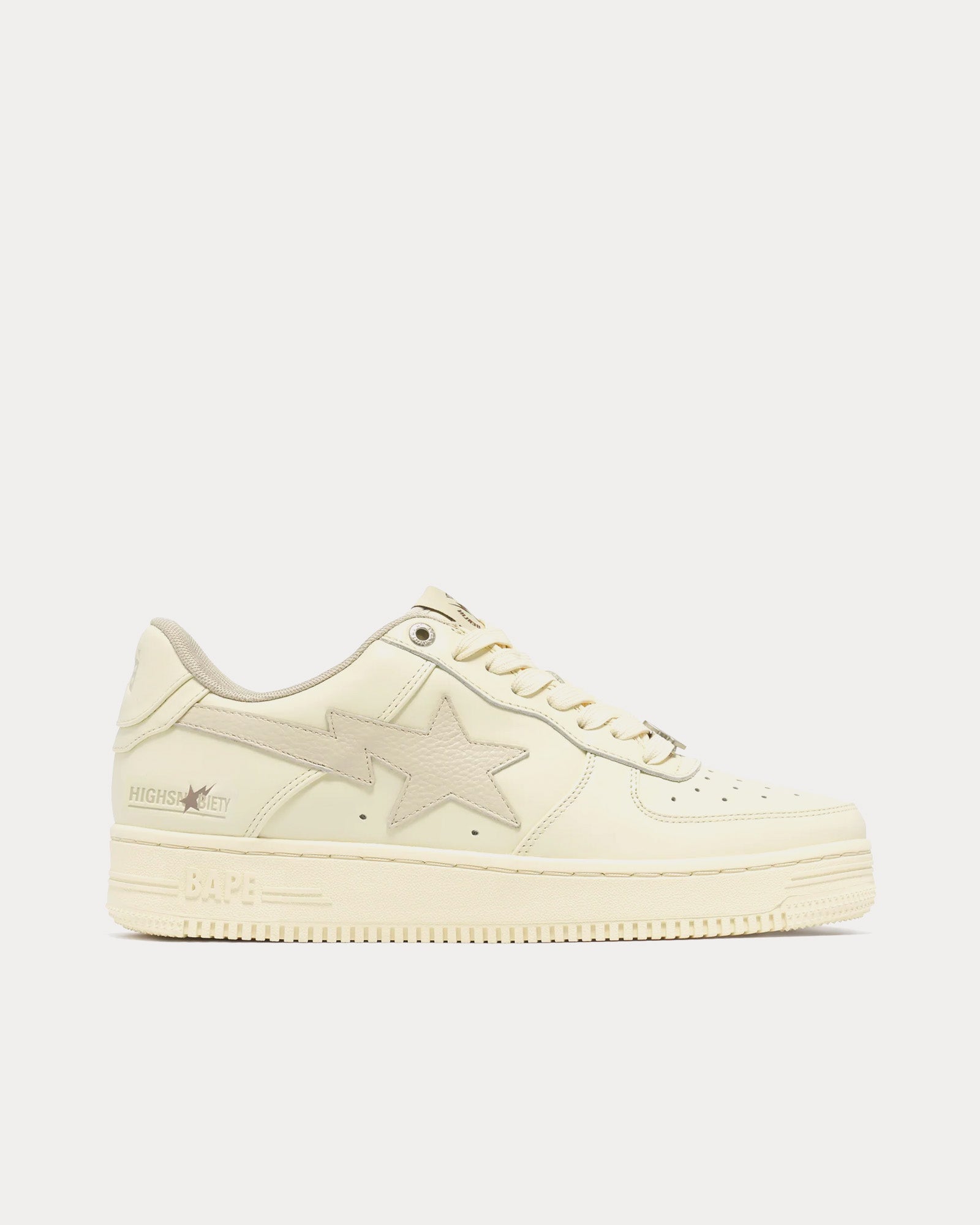 A Bathing APE x Highsnobiety Men's Bape Sta Leather Ivory Low Top