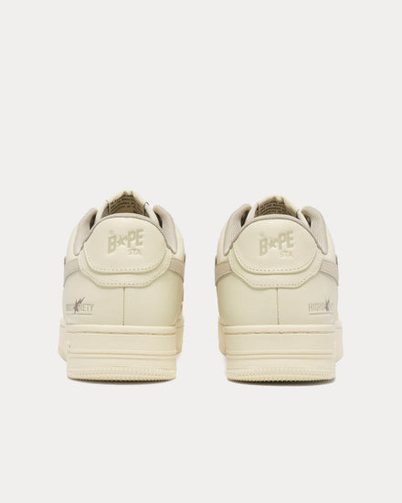 A Bathing APE x Highsnobiety Bape Sta Leather Ivory Low Top Sneakers - 3
