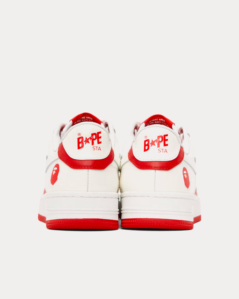 A Bathing APE Bape Sta #6 White / Red Low Top Sneakers - 3